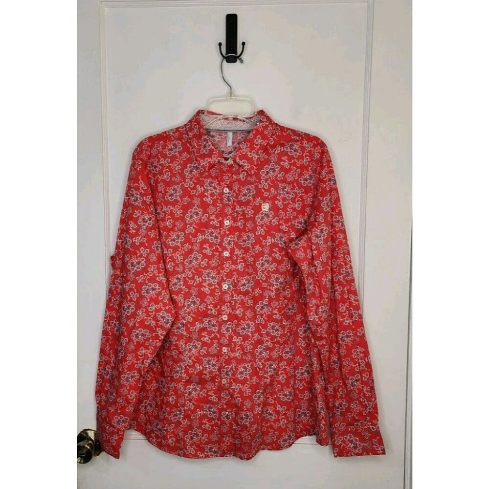 NWT Cinch Western Shirt Womens Sz XXL Red Floral Print Long Sleeve
